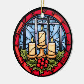 Glas in lood kerstkaarsen keramisch ornament (Links)