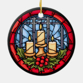 Glas in lood kerstkaarsen keramisch ornament (Achterkant)