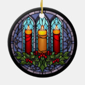 Glas in lood kerstkaarsen keramisch ornament (Achterkant)