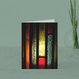 Glas in lood kerstKaart met kaarslicht Feestdagen Kaart