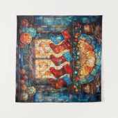 Glas in lood Kerstkousen Tapestry Wandkleed (Voorkant (horizontaal))