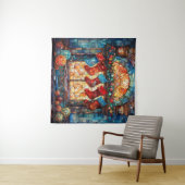 Glas in lood Kerstkousen Tapestry Wandkleed (In Situ (horizontaal))