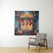 Glas in lood Kerstkousen Tapestry Wandkleed (In situ)