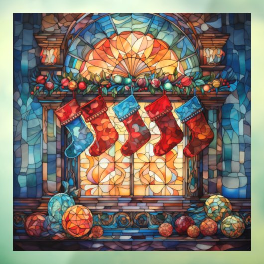 Glas in lood Kerstkousen Venster Cling Raamsticker (Vel 3)