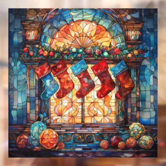 Glas in lood Kerstkousen Venster Cling Raamsticker (Vel 2)