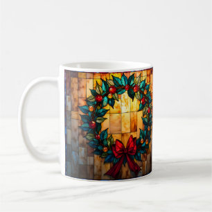 Glas-in-lood Kerstkrans Merry & Bright Koffiemok