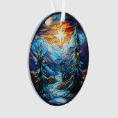 Glas in lood kerstlandschap ornament (voorkant)