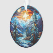 Glas in lood kerstlandschap ornament (voorkant)