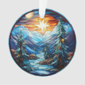 Glas in lood kerstlandschap ornament (voorkant)