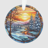 Glas in lood kerstlandschap ornament (voorkant)