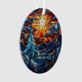 Glas in lood kerstlandschap ornament (voorkant)