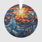 Glas in lood kerstlandschap ornament (voorkant)