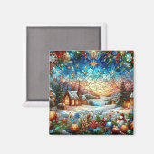 Glas in lood kerstmagneet magneet (Voorkant / Achterkant)