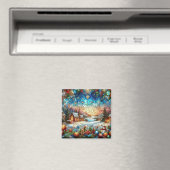 Glas in lood kerstmagneet magneet (Insitu (Vaatwasser))