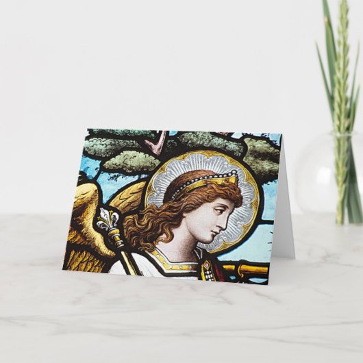  Glas in lood Kerstman Engel Holiday Kaart (Voorkant)