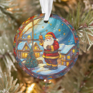 Glas in lood Kerstman Kerstversiering Ornament