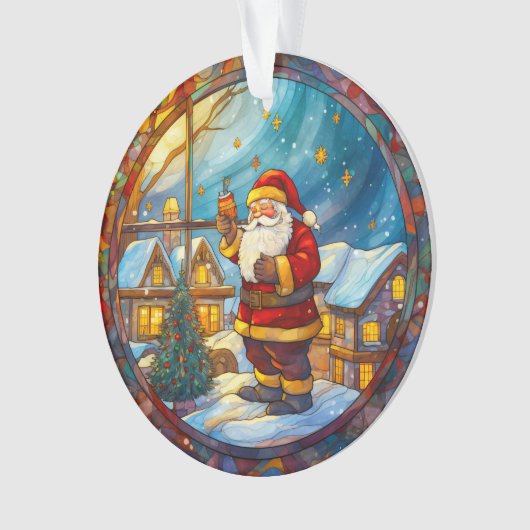 Glas in lood Kerstman Kerstversiering Ornament (voorkant)