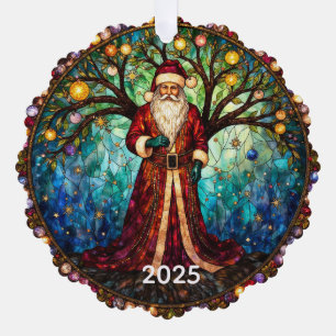 Glas-in-lood Kerstman Levensboom Ornament Kaart