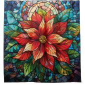 Glas in lood Kerstmis Douche Gordijn Poinsettia (Voorkant)