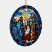 Glas in lood Kerstmis Geboorte Scène Keramisch Ornament (Rechts)