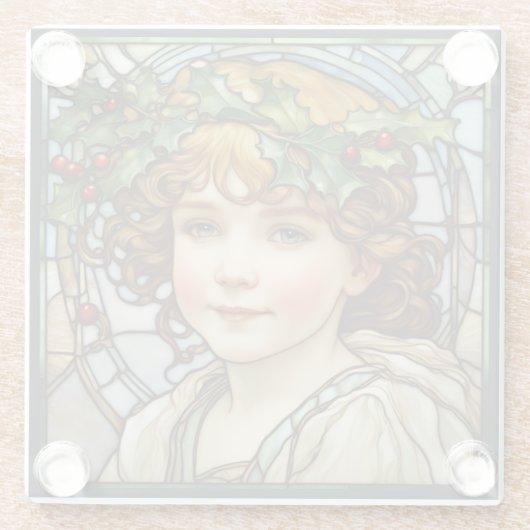 Glas in lood Kerstmis Kind Onderzetter Glazen Onderzetter (Achterkant)