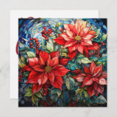 Glas in lood Kerstmis Poinsettia Kaart (Voorkant / Achterkant)