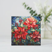 Glas in lood Kerstmis Poinsettia Kaart (Staand voorkant)
