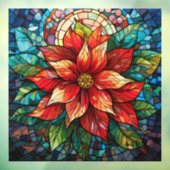 Glas in lood Kerstmis Poinsettia Venster Cling Raamsticker (Vel 3)