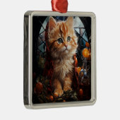 GLAS IN LOOD KERSTMIS SINAASAPPEL TABBY KITTEN METALEN ORNAMENT (Rechts)