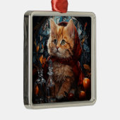 GLAS IN LOOD KERSTMIS SINAASAPPEL TABBY KITTEN METALEN ORNAMENT (Rechts)