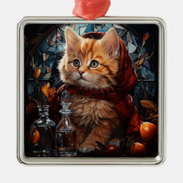 GLAS IN LOOD KERSTMIS SINAASAPPEL TABBY KITTEN METALEN ORNAMENT