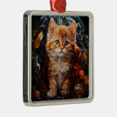 GLAS IN LOOD KERSTMIS SINAASAPPEL TABBY KITTEN METALEN ORNAMENT (Rechts)