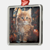 GLAS IN LOOD KERSTMIS SINAASAPPEL TABBY KITTEN METALEN ORNAMENT (Links)