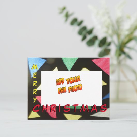 Glas in lood Kerstmis VOEG UW FOTO-Briefkaart TOE Briefkaart (Staand voorkant)