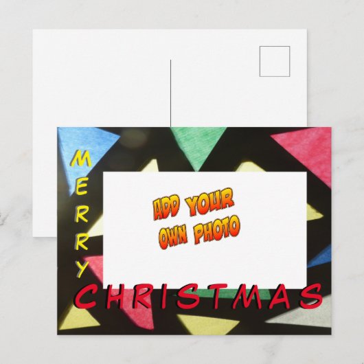 Glas in lood Kerstmis VOEG UW FOTO-Briefkaart TOE Briefkaart (Voorkant / Achterkant)