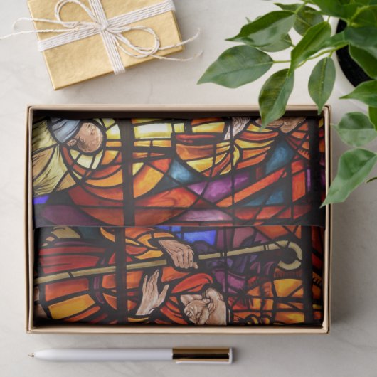 Glas in lood  kerstontvlechting tissuepapier (Geschenk)