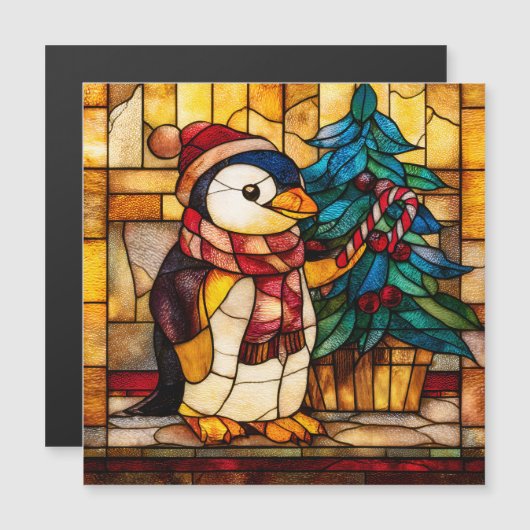 Glas-in-lood Kerstpinguïn (Voorkant / Achterkant)