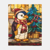 Glas-in-lood Kerstpinguïn Fleece Deken (Voorkant)
