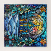 Glas in lood Kerstpuzzel Legpuzzel (Horizontaal)