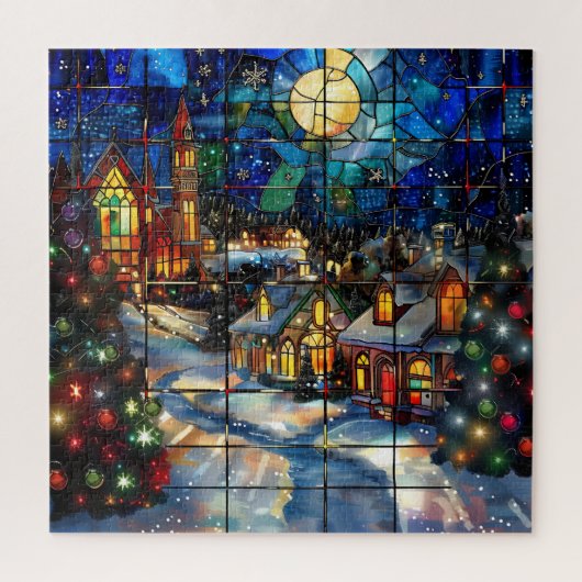 Glas in lood Kerstpuzzel Legpuzzel (Verticaal)
