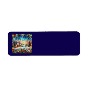 Glas in lood Kerstscène Adresetiketten Etiket