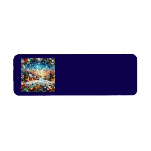 Glas in lood Kerstscène Adresetiketten Etiket (Voorkant)