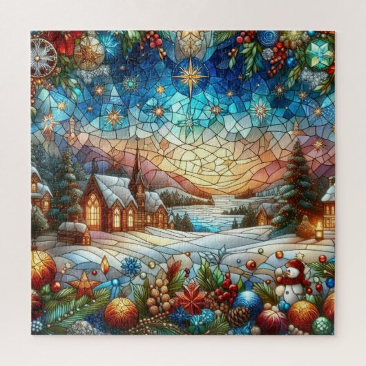 Glas in lood Kerstscène Puzzel Legpuzzel (Verticaal)