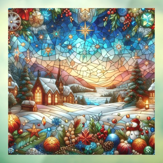 Glas in lood Kerstscène Raamklemmen Raamsticker (Vel 3)