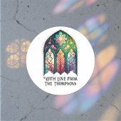 Glas in lood kerstvakantie gepersonaliseerd ronde sticker