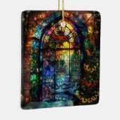 Glas in lood kerstversiering keramisch ornament (Rechts)