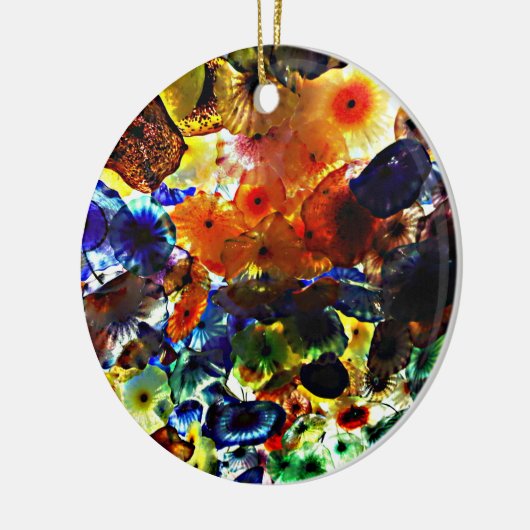 Glas in lood kerstversiering keramisch ornament (Links)