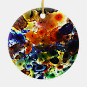 Glas in lood kerstversiering keramisch ornament (Achterkant)