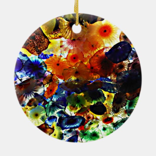 Glas in lood kerstversiering keramisch ornament (Achterkant)