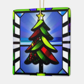 Glas in lood kerstversiering keramisch ornament (Links)